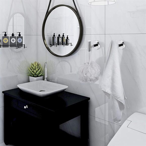 Towel Coat Hook Polished Chrome SUS304 Stainless Steel Bathroom 2 Pack - Picture 5 of 7